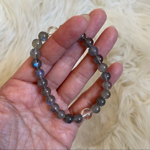 BLUE FLASH LABRADORITE & CLEAR QUARTZ Bracelet - Picture 4 of 4